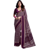SIRIL Womens Dola Silk Varli Printed Sequence And Zari Border Saree With Unstitched Blouse Piece (3636S219_Wine)