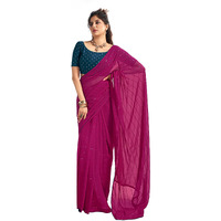 SIRIL Womens Georgette Sequence Work Saree With Unstitched Blouse Piece (3475S706_Rani Pink)