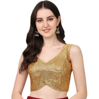 SumairaTex Womens Silk Blend Sleeveless Regular Fit (Sequin-3 Blouse Gold M 38)
