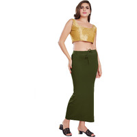 RANI SAAHIBA Womens Stretchy Slim Fishcut Petticoat Cotton Saree Shapewear(SHP69_S/M_Army Green)