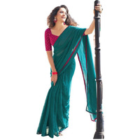 SIRIL Womens Georgette Sequence Work Saree With Unstitched Blouse Piece (3475S709A_Rama Blue)