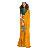 SIRIL Womens Georgette Sequence Work Saree With Unstitched Blouse Piece (3475S707_Yellow)