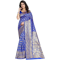 Sugathari Womens Banarasi Saree Pure Kanjivaram Silk Saree Soft new ladies 2023 Design Wear Sarees Latest Cotton Party Sari collections With Blouse Piece for Wedding sadi (SAM SAN 9017-ROYAL BLUE)