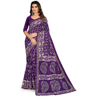 TAMAIRA FASHION Womens Plain Weave Pure Cotton Saree Without Blouse Piece(2476_Purple)
