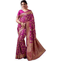 Sugathari Womens Banarasi Saree Pure Kanjivaram Silk Saree Soft new ladies 2023 Design Wear Pattu Sarees Latest Party Sari collections With Blouse Piece for Wedding sadi (SAN PARI-187 WINE)