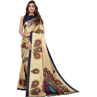 Yashika womens art silk kalamkari bhagalpuri and kashmiri style soft saree with blouse piece (GOLDEN PEACOCK_Y)