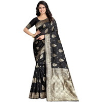 C J Enterprise Womens Pure Soft Kanjivaram Silk Saree Banarasi Design Wear Pattu Sarees Latest Party Cotton Sari collections With Blouse Piece for Wedding sadi new ladies 2024 (Eagle-3) (Black)