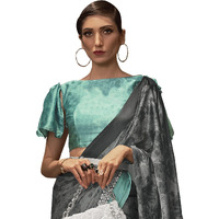 AKHILAM Womens Abstract Crepe Printed Saree With Unstitched Blouse Piece (Grey_KLZE246004_RJ)