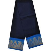 Pure Cotton Saree - Medium Size Border & Plain Body (Navy Blue)