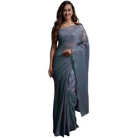 Regolith Designer Sarees Womens Jacquard Polyester Saree (Sequence_Collection_Grey)