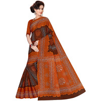 TAMAIRA FASHION Womens Plain Weave Pure Cotton Saree Without Blouse Piece (1856_Coffee)