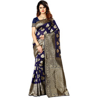 Sugathari Womens Banarasi Saree Pure Kanjivaram Silk Saree Soft new ladies 2023 Design Wear Pattu Sarees Latest Cotton Party Sari collections With Blouse Piece for Wedding sadi (SAM PARI-24 N.BLUE)