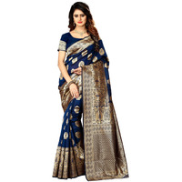 Sugathari Womens Banarasi Saree Pure Kanjivaram Silk Saree Soft new ladies 2023 Design Wear Pattu Sarees Latest Cotton Party Sari collections With Blouse Piece for Wedding sadi (SAM PARI-20-N BLUE)