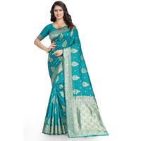 Sugathari Womens Art Silk Firozi Kanchipuram Saree (SAN ENGLE 3 FIROZE)