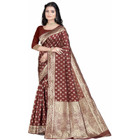 Sugathari Womens Banarasi Saree Pure Kanjivaram Silk Saree Soft new ladies 2023 Design Wear Pattu Sarees Latest Party Sari collections With Blouse Piece for Wedding sadi (SAN PARI-192 MAROON)