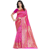 Sugathari Womens Banarasi Saree Pure Kanjivaram Silk Saree Soft new ladies 2023 Design Wear Pattu Sarees Latest Cotton Party Sari collections With Blouse Piece for Wedding sadi (SAM SAN 9017-RANI)