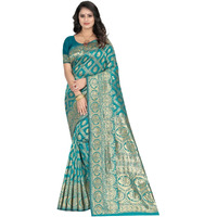 Sugathari Womens Banarasi Saree Pure Kanjivaram Silk Saree Soft new ladies 2023 Design Wear Pattu Sarees Latest Cotton Party Sari collections With Blouse Piece for Wedding sadi (SAM SAN 9017-FIROZI)