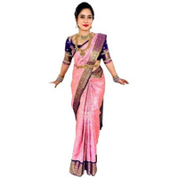 Yashika Womens Fancy Banarasi Kanjivaram Art Silk Saree with Blouse Pieces||Light Pink Coloured Kanjivaram Saree|| AZ-YS-OG-YODDHA PINK