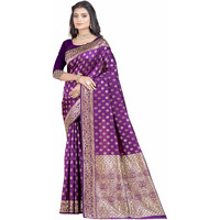 Sugathari Womens Banarasi Saree Pure Kanjivaram Silk Saree Soft new ladies 2023 Design Wear Pattu Sarees Latest Party Sari collections With Blouse Piece for Wedding sadi (SAN PARI-192 PURPLE)
