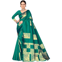 Leriya Fashion Womens Assam Kanchipuram Pure Banarasi Art Silk Saree with Unstitched Blouse Piece (Green)