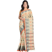 RAJ SAREE HOUSE Womens Pure Cotton Jamdani Saree Without Blouse Piece (Off White)