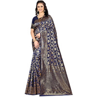Sugathari Womens Banarasi Saree Pure Kanjivaram Silk Saree Soft new ladies 2023 Design Wear Pattu Sarees Latest Party Sari collections With Blouse Piece for Wedding sadi (SAM PARI-164 NAVY BLUE)