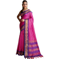 SIRIL Womens Cotton Silk Jacquard Saree With Unstitched Blouse Piece (3388S102_Pink)