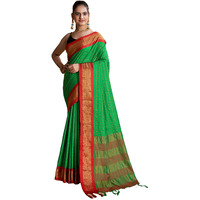 SIRIL Womens Cotton Silk Jacquard Saree With Unstitched Blouse Piece (3388S101_Green)