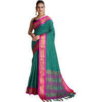 SIRIL Womens Cotton Silk Jacquard Saree With Unstitched Blouse Piece (3388S106_Rama Green)