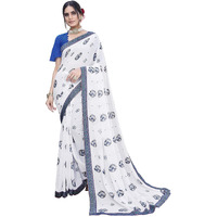 Yashika Womens Georgette Saree Printed Saree With Unstitched Blouse Material - Suitable For All Indian Occasions and Festivals (AZ-YS-OG-MURGA BLUE)