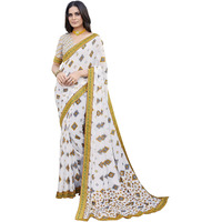 Yashika Womens Georgette Saree Printed Saree With Unstitched Blouse Material - Suitable For All Indian Occasions and Festivals (AZ-YS-OG-ANUSHI YELLOW)