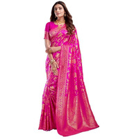 SIRIL Womens Silk Jacquard Saree With Unstitched Blouse Piece (3649S385_Rama)