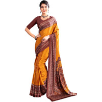 Jaanvi fashion Womens Ethnic Printed Crepe Silk Saree with Blouse Piece