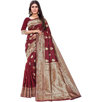 Sugathari Womens Banarasi Saree Pure Kanjivaram Silk Saree Soft new ladies 2023 Design Wear Pattu Sarees Latest Cotton Party Sari collections With Blouse Piece for Wedding sadi (SAM PARI-120 MAROON)