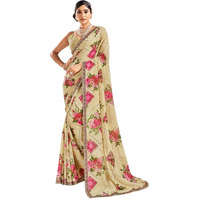 Jaanvi fashion Womens Floral Printed Georgette Saree With Printed Lace Border & Blouse Piece (savera-georgette-1293)