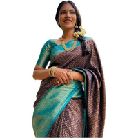 Yashika Womens Trendy Cotton Silk Purple Color Saree with Blouse Material(SUN PURPLE)