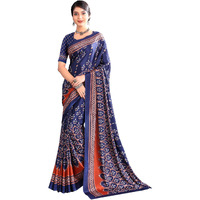 Jaanvi fashion Womens Ethnic Printed Crepe Silk Saree with Blouse Piece