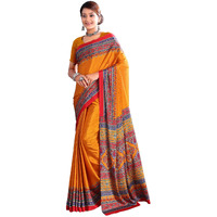 Jaanvi fashion Womens Ethnic Printed Crepe Silk Saree with Blouse Piece
