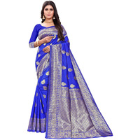 Sugathari Womens Banarasi Saree Pure Kanjivaram Silk Saree Soft new ladies 2023 Design Wear Sarees Latest Cotton Party Sari collections With Blouse Piece for Wedding sadi (SAM PARI-120 ROYALBLUE)