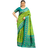 Leriya Fashion Womens Trendy Kanjivaram Soft Lichi Silk Saree With Blouse Piece (Green)
