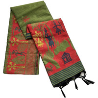 NK Textiles Womens Silk Saree With Blouse Piece (C5ISH1008_Mehendi Green)
