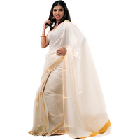 ALLUVY Womens Kasavu Cotton Saree With Blouse Piece (KPSS-617_Multicolour)