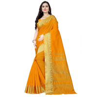arriva fab Womens Assam Silk With golden broad border Saree