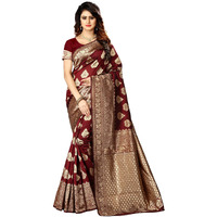 Sugathari Womens Banarasi Saree Pure Kanjivaram Silk Saree Soft new ladies 2023 Design Wear Pattu Sarees Latest Cotton Party Sari collections With Blouse Piece for Wedding sadi (SAM PARI-24 MAROON)