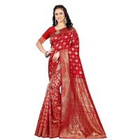 Sugathari Womens Banarasi Saree Pure Kanjivaram Silk Saree Soft new ladies 2023 Design Wear Pattu Sarees Latest Cotton Party Sari collections With Blouse Piece for Wedding sadi (SAM PARI-161 RED)