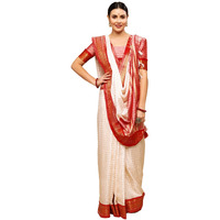 Satrani Womens Woven Silk Blend Saree (2347S254NA_Off White4)