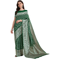 Jaanvi Fashion Womens Banarasi Silk Saree With Blouse Piece (Bella-Green-Saree-03_Pine Green)