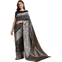 Jaanvi Fashion Womens Banarasi Silk Saree With Blouse Piece (Bella-Black-Saree-03_Black)