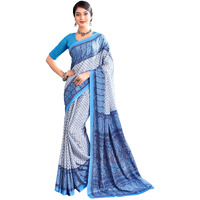 Jaanvi fashion Womens Ethnic Printed Crepe Silk Saree with Blouse Piece