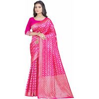 Sugathari Womens Banarasi Saree Pure Kanjivaram Silk Saree Soft new ladies 2023 Design Wear Pattu Sarees Latest Party Sari collections With Blouse Piece for Wedding sadi (SAN PARI-191 RANI)